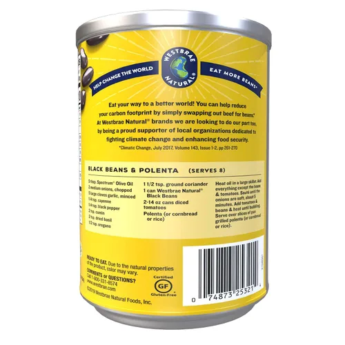 Vista 4 de Westbrae Natural Frijoles negros orgánicos, sin sal añadida, 25 onzas (paquete de 12)