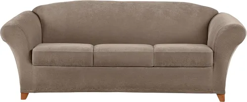 Vista 28 de Sure Fit Home Décor Funda Elástica de Piqué para Cojín Box de Otomana de Gran Tamaño de Una Pieza, Ajuste Elástico, Poliéster/Spandex, Lavable a