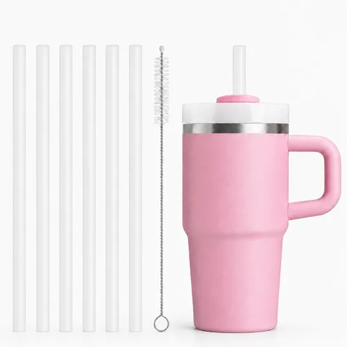 Vista 9 de Pajitas de repuesto compatibles con vaso Stanley Quencher de 20 onzas, popotes reutilizables de 8.5 pulgadas, accesorios para vasos de bebida