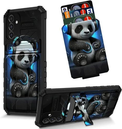 Vista 14 de Funda para Galaxy S21 FE 5G 2022 con soporte, funda de doble capa de policarbonato duro de TPU suave, estampado de vaca, estampado animal