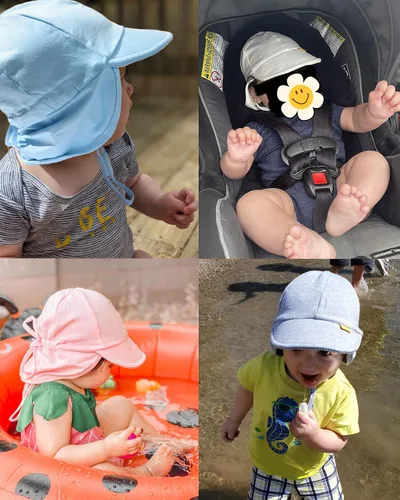 Vista 6 de FURTALK Sombrero de sol para bebé, protección solar UPF 50+, protección solar de rayos UV, sombreros de algodón para niños y niñas
