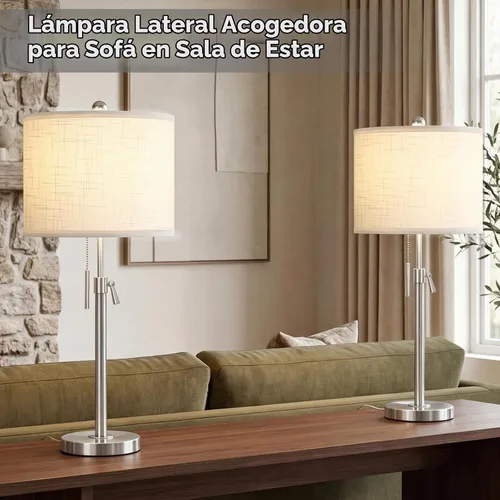 Vista 2 de Qingmiao Juego de 2 lámparas de mesa ajustables de 22 a 30 pulgadas para dormitorio, lámparas de mesa auxiliares regulables para sala de estar