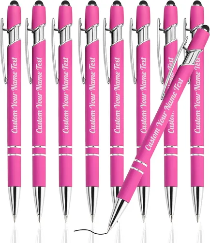 Vista 133 de Bolígrafo personalizado, 1 unidad, bolígrafo personalizado con logotipo de mensaje de nombre comercial grabado, lápiz digital de tinta negra suave