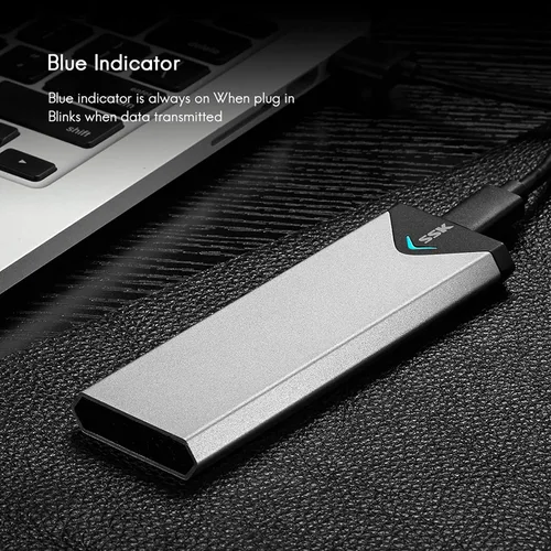 Vista 8 de SSK USB 3.2 Gen1 de aluminio a M.2 SATA NGFF SSD adaptador lector