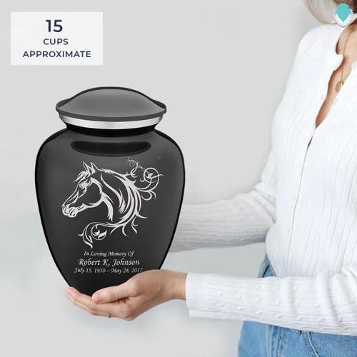 Vista 5 de Geturns Embrace - Urnas de cremación personalizadas para adultos para cenizas humanas, urna funeraria negra grande para hombres y mujeres, 200 libras