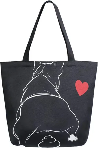 Vista 35 de ALAZA - Linda bolsa de lona grande con diseño de bulldog pug negro francés, reutilizable, para compras, con asas, resistente, lavable Multi 13