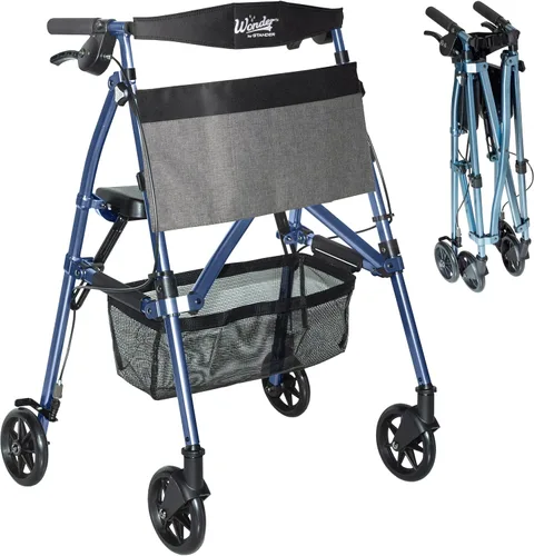 Vista 10 de Stander Wonder Andador Plus, Andador plegable de movilidad rodante ligero, Andador EZ Fold-N-Go para personas mayores y adultos, ruedas de 6