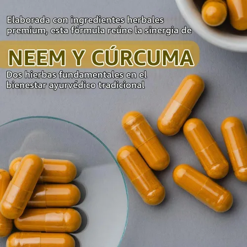 Vista 7 de Cápsulas de neem y cúrcuma 90 cápsulas hechas de pimienta negra, neem, cúrcuma