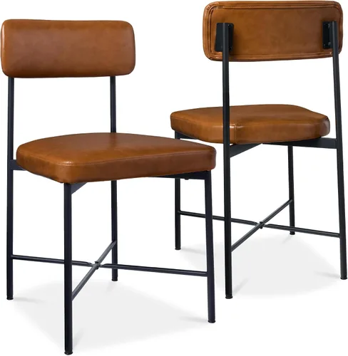 Vista 9 de Best Choice Products Juego de 2 sillas de comedor de piel sintética, altura estándar, cojines acolchados con marco de metal para cocina y comedor