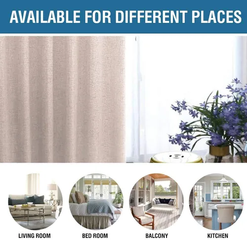 Vista 17 de H.VERSAILTEX Cortina 100% opaca para dormitorio, 63 pulgadas de largo, con ojales, cara de lino, bloqueo de luz completa, cortina para sala de Arena