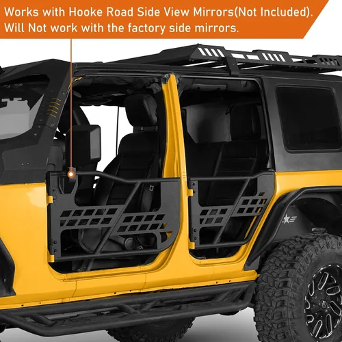 Vista 3 de Hooke Road para puertas de trail offroad de tubo de acero Jeep JK Compatible con Jeep Wrangler JK Unlimited 4 puertas Sahara Rubicon Sport 2007-2018