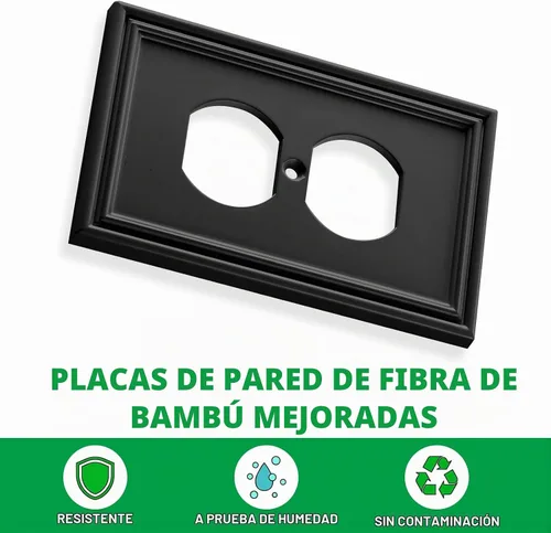 Vista 2 de Cubiertas decorativas modernas negras para tomacorrientes, placas de interruptor eléctrico y cubiertas de tomacorrientes receptáculos