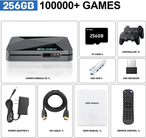 Vista 7 de Super Console X2 PRO Retro Game Console with 100,000+Games,Video Game Console with EmuElec 4.5Android 9.0CoreE,4K HD Emulator Console Compatible
