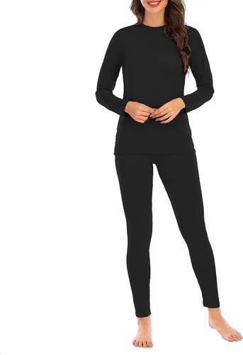 Vista 2 de American Trends Conjunto de ropa interior térmica para mujer, ropa interior larga con forro polar, parte superior e inferior, conjuntos térmicos