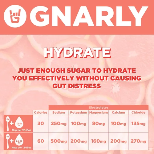 Vista 5 de Gnarly Nutrition Hydrate Electrolyte Powder - Mezcla de bebida hidratante para ejercicio de pomelo rojo rubí - Contenido NSF certificado - Solución