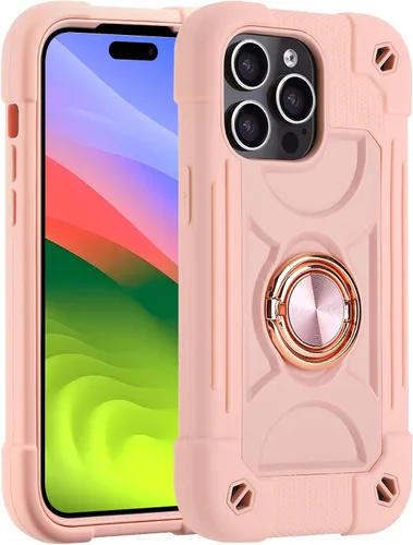 Vista 122 de MARKILL Funda compatible con iPhone 14 Pro de 6.1 pulgadas con soporte de anillo integrado, protección contra caídas de grado militar, carcasa Palta