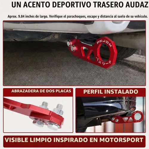 Vista 5 de Gancho de remolque trasero para coche universal, anillo de remolque de aleación de aluminio, gancho de remolque de carreras, color rojo