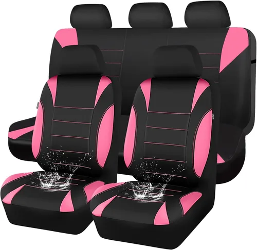 Vista 11 de Car Pass - Fundas impermeables de neopreno para asientos, juego completo negro de ajuste universal, fundas protectoras para interior de auto SUV