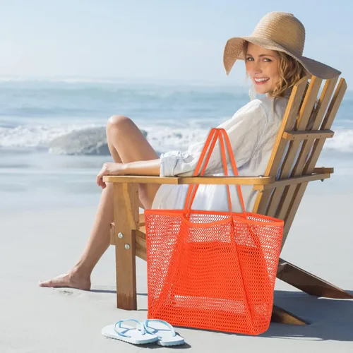 Vista 5 de WantGor Bolsa de malla de playa, bolso de compras para mujer, bolso de compras para mujer, bolso de viaje casual, bolsas de hobo plegables de gran