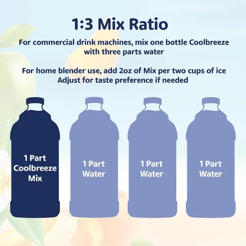 Vista 3 de Coolbreeze Mezcla de máquina de bebida congelada de durazno, jarabe de sabor granizado listo para usar, botella de 1/2 galón