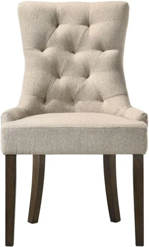Vista 4 de Acme Furniture Farren - Silla auxiliar en tela beige y acabado espresso