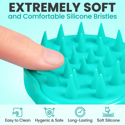 Vista 4 de RELAXXO Masajeador de cuero cabelludo para el crecimiento del cabello – Exfoliante y fregador de cabello para cuero cabelludo, cerdas suaves
