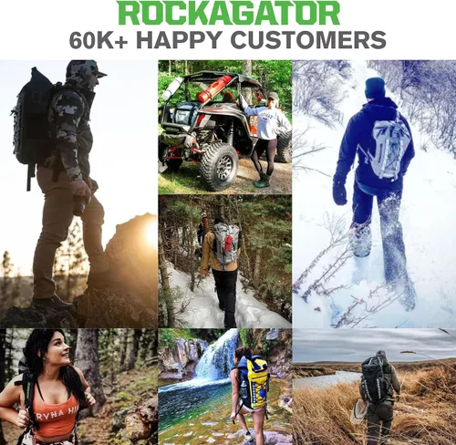 Vista 6 de Mochila impermeable Kanarra de 90L de Rockagator para acampada, senderismo, caza - Gran capacidad, cierre enrollable