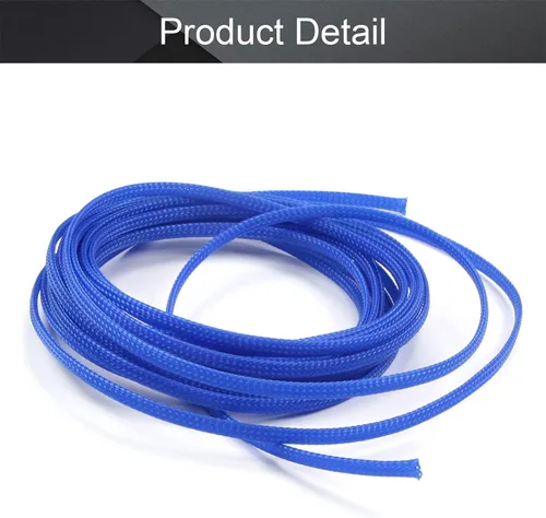 Vista 4 de Othmro Funda protectora de cable expandible de PET azul de 16.4 ft, 0.16 pulgadas de ancho, trenzado, no dividido, flexible, cable USB, cable