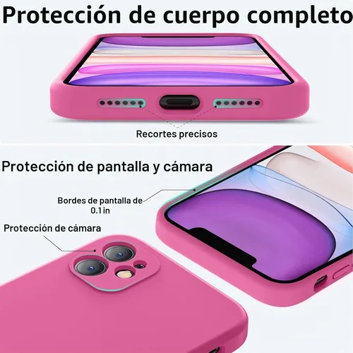Vista 4 de Vooii Pitaya - Funda compatible con iPhone 11, silicona líquida mejorada con bordes planos, protección de cámara, forro de microfibra suave