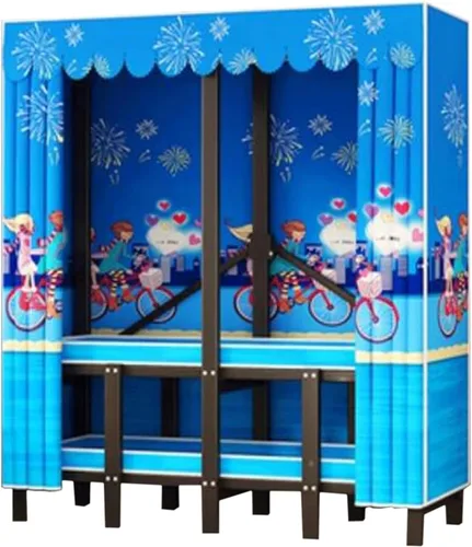 Vista 10 de large closets Folding Wardrobe Closet Thicken Metal Clothes Closet Saves Space Closets for Bedroom with Hanging Rods Portable Closet Space-saving