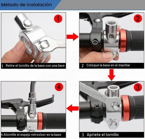 Vista 7 de TOPCABIN 1 Par de Espejo de Bicicleta, Espejo Retrovisor de Bicicleta de Gran Vista Blindsight Multiángulo Ajustable, Espejo de Bicicleta Billet
