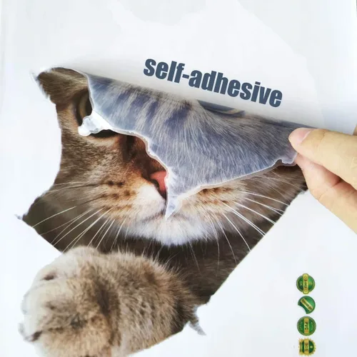 Vista 4 de 6 calcomanías de pared 3D para gatos, autoadhesivas, calcomanías de pared para niños/murales de vinilo extraíbles para sala de estar, habitaciones