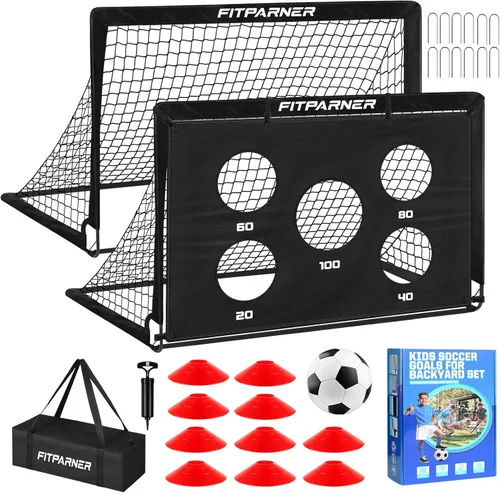 Vista 8 de Portería de fútbol, portería de fútbol para niños en el patio trasero, 2 unidades, redes de fútbol portátiles de 4 x 3/6 x 4 pies con objetivo