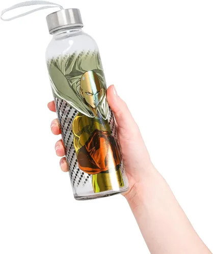 Vista 5 de JUST FUNKY One Punch Man - Botella de agua de vidrio (18 onzas)