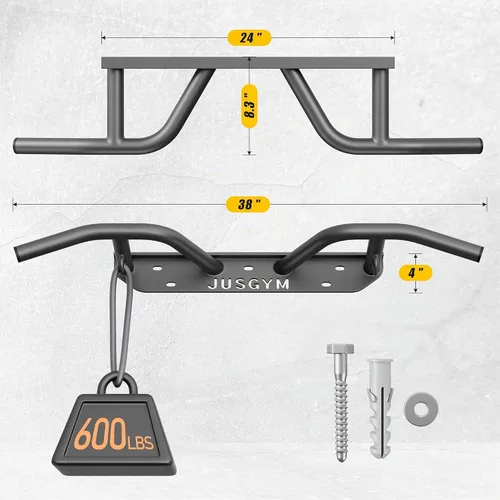 Vista 2 de Wall Mounted Pull Up Bar, 51''/36'' Chin Up Bar