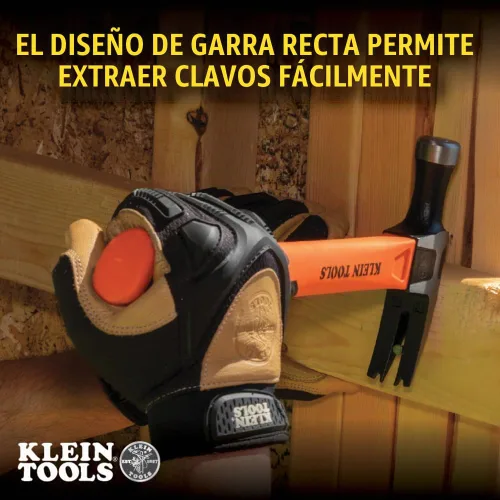 Vista 3 de Klein Tools H80718 Martillo de garra recta con cabeza lisa, 18 onzas, mango de agarre antideslizante de fibra de vidrio con orificio de sujeción, 15