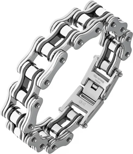 Vista 2 de Metro Jewelry Pulsera gruesa de acero inoxidable para motocicleta para hombre, chapado en iones negro, 8.5 pulgadas de largo, 0.512 in de ancho
