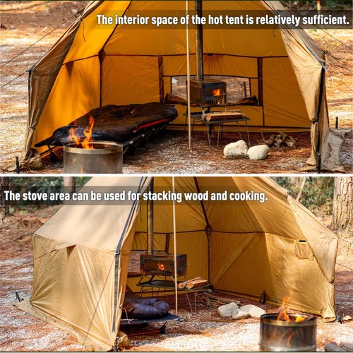 Vista 6 de FIREHIKING Camping Hot Tent with Stove Jack Yurt Tent Outdoor Wall Tent Teepee Tent with Snow Skirt
