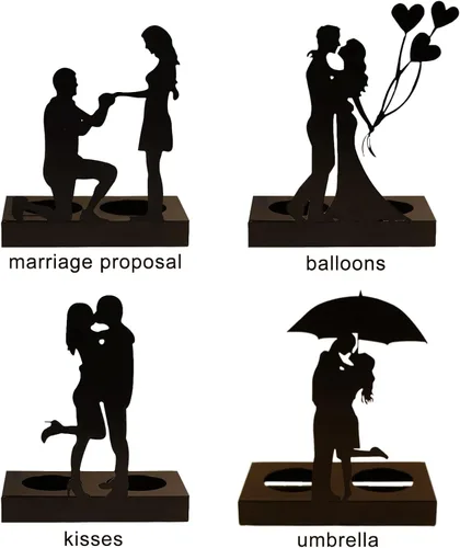Vista 3 de Adorno de vela de hierro hecho a mano, estatua romántica de pareja para aniversarios, esculturas modernas decorativas, decoración de boda, adorno