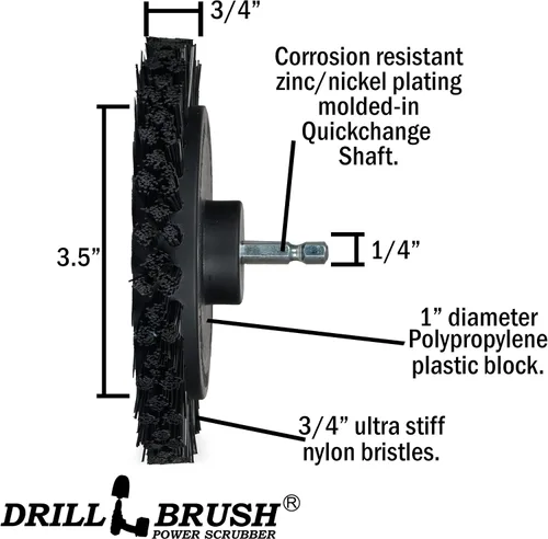 Vista 5 de Useful Products - Juego de 5 cepillos de limpieza ultra rígidos Black Drillbrush - Kit de accesorios de cepillo de parrilla no metálico para taladro