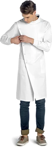 Vista 5 de Professional Lab Coat Howie Style Classic Fit Mandarin Collar Cuffed Sleeves Unisex White 43 Inch Length