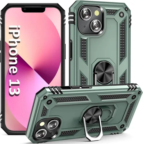 Vista 26 de ADDIT Funda para iPhone 13 Mini iPhone 13 Mini, con soporte de anillo, soporte magnético para automóvil, grado militar, resistente, para iPhone 13
