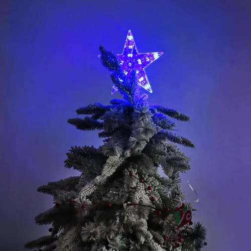 Vista 6 de DERAYEE Adorno para Árbol de Navidad, Adorno de 22.86 cm con Estrella Iluminada, Funciona con Pilas, Adorno para la Parte Superior del Árbol