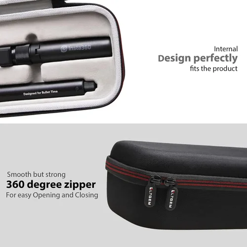 Vista 5 de LTGEM - Funda para Insta360 ONE RS de 1 pulgada 360 Edition y Bullet Time, mango para selfie stick y trípode plegado, bolsa de transporte protectora