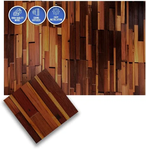 Vista 17 de Arrowzoom 1 Panel de arte de pared de madera de Finlandia de alto grado estilo bloque estético Difusor de sonido acústico STC 27 Home Studio