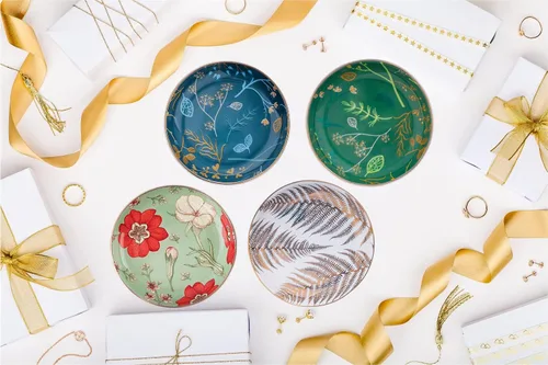 Vista 5 de Goporcelain Bandeja de Joyería para Anillos, Plato de Cerámica Boho Decorativo, Organizador de Baratija para Anillos, Pendientes, Collares, Pulsera