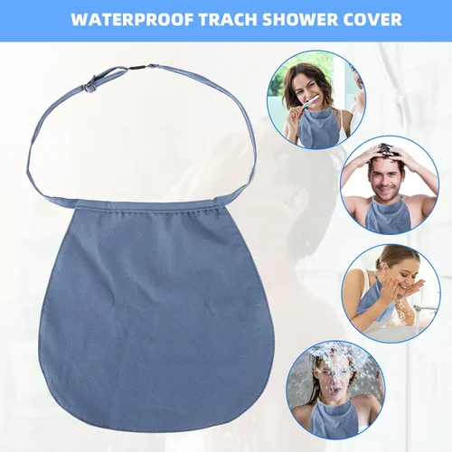 Vista 3 de 3 piezas de traqueotomía cubierta de ducha protector de estoma de cuello impermeable laringectomía transpirable cubierta de traqueotomía ajustable