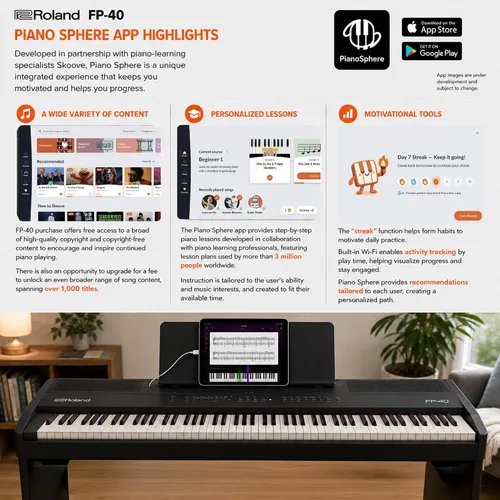 Vista 9 de Roland FP-40 Piano digital de 88 teclas - Negro FP-40 Negro