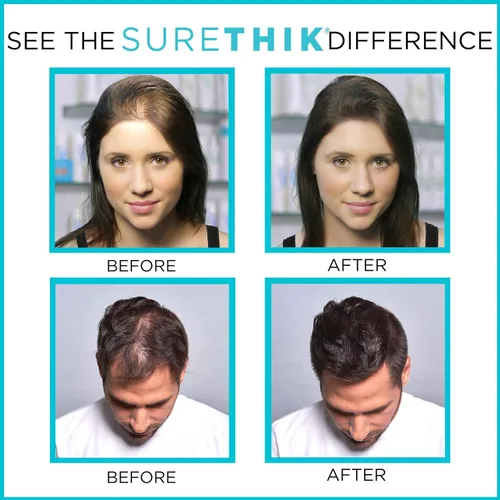 Vista 5 de SureThik Paquete de fibra espesante para el cabello de 0.53 oz (marrón claro) y spray de sujeción (3.4 oz)