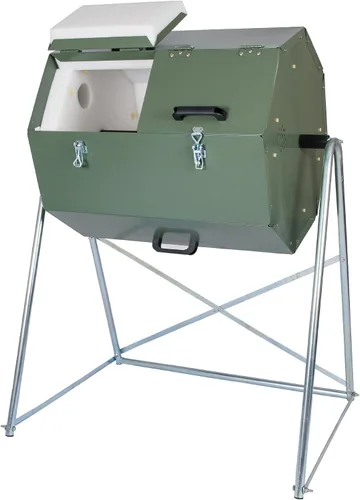 Vista 9 de Jora Composter JK 270 - Vaso de compostaje de doble cámara para exteriores, 70 galones, construcción de acero galvanizado